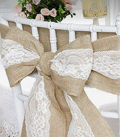 Noeud de Chaise en Toile de Jute et Dentelle